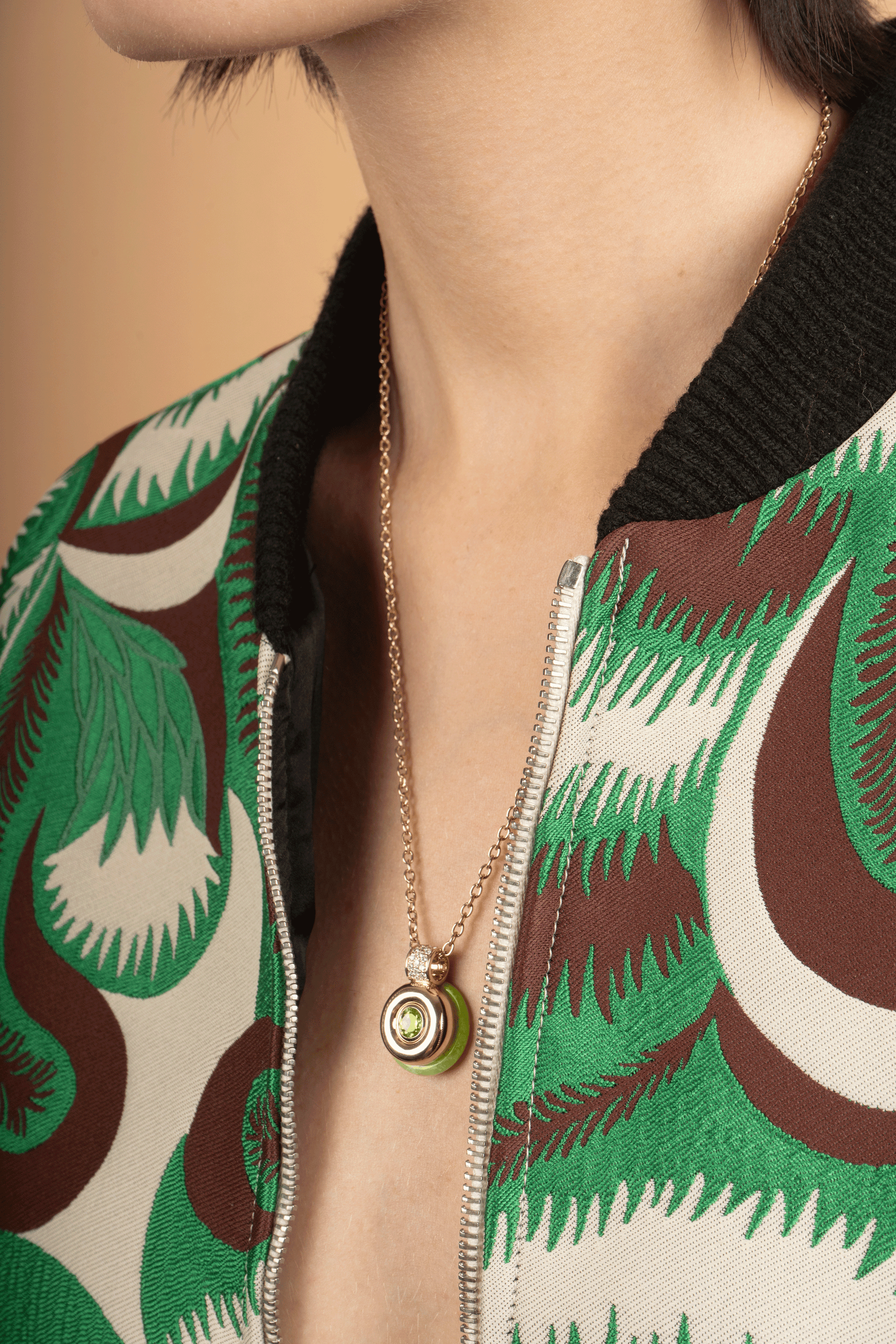 Peridot Mini Donut Pendant Necklace-YELLOW GOLD-18-JEWELRYFINE JEWELNECKLACE O-MASON & BOOKS