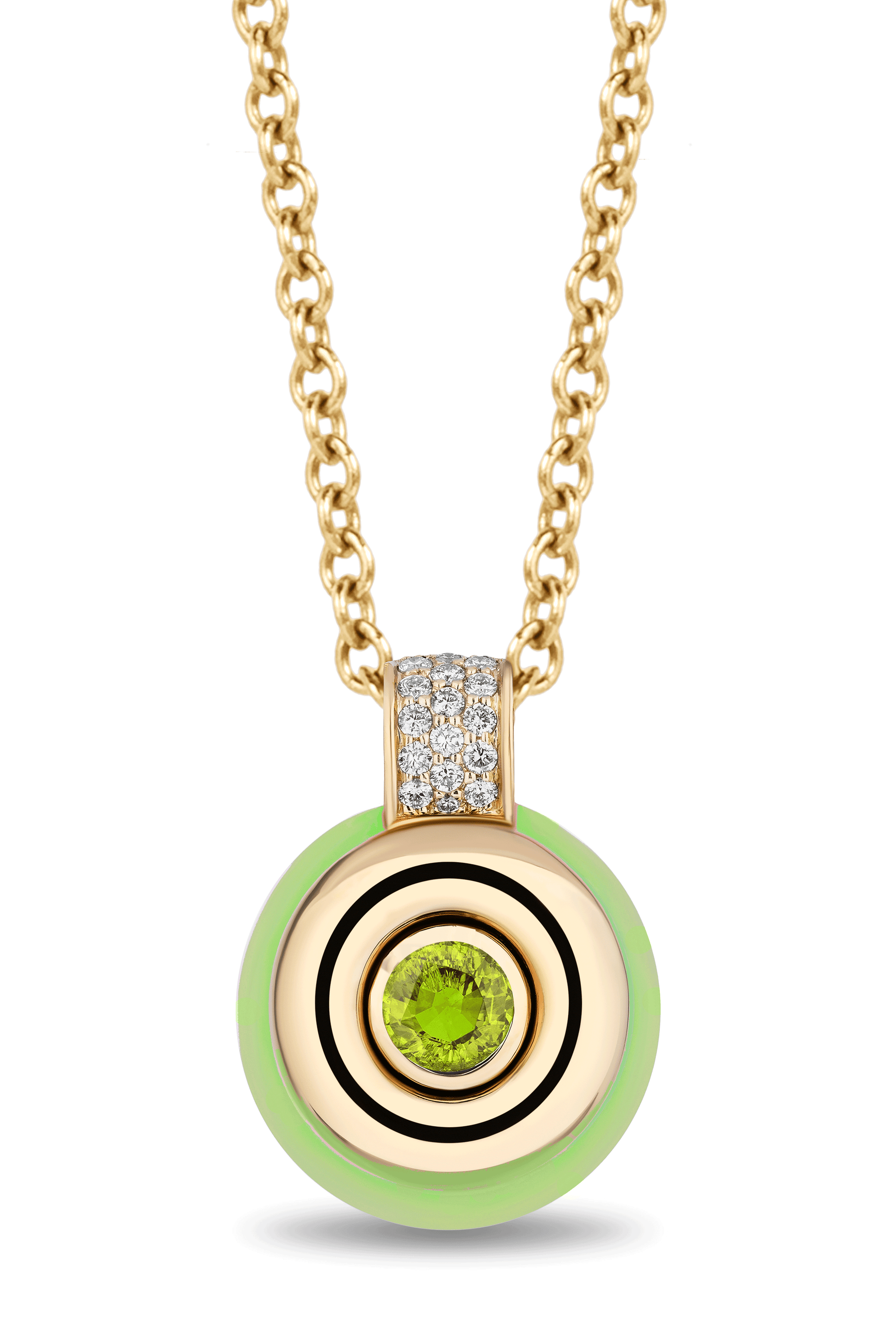 Peridot Mini Donut Pendant Necklace-YELLOW GOLD-18-JEWELRYFINE JEWELNECKLACE O-MASON & BOOKS