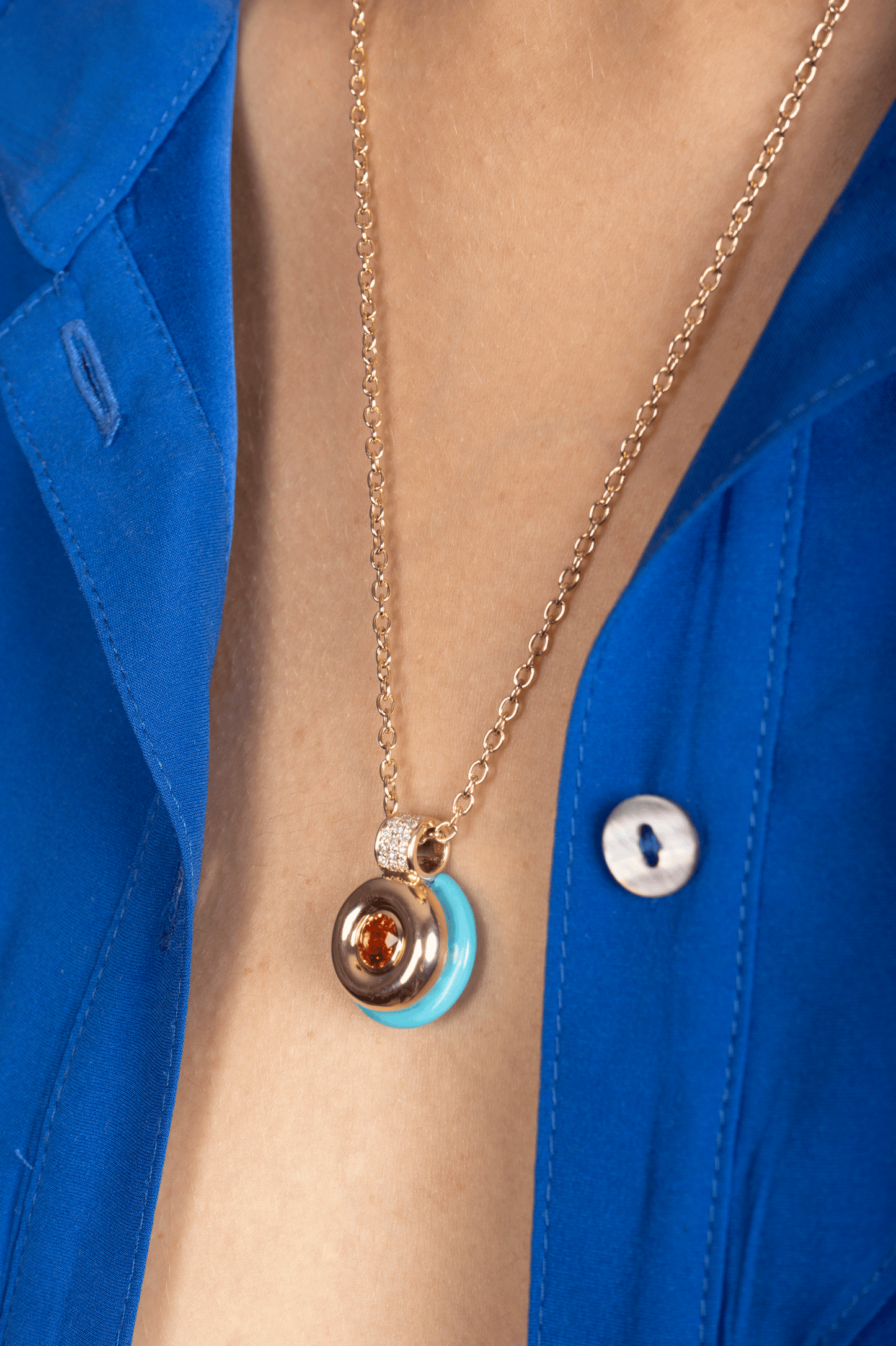 Spessartite Mini Donut Pendant Necklace-YELLOW GOLD-18-JEWELRYFINE JEWELNECKLACE O-MASON & BOOKS