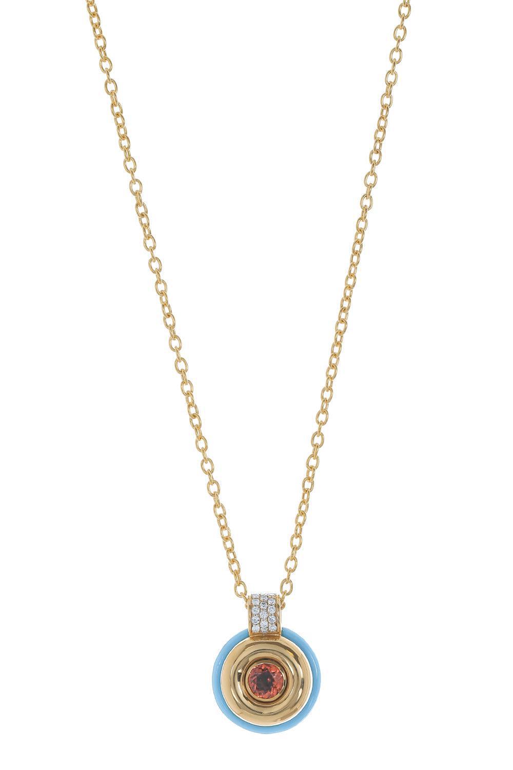 Spessartite Mini Donut Pendant Necklace-YELLOW GOLD-18-JEWELRYFINE JEWELNECKLACE O-MASON & BOOKS