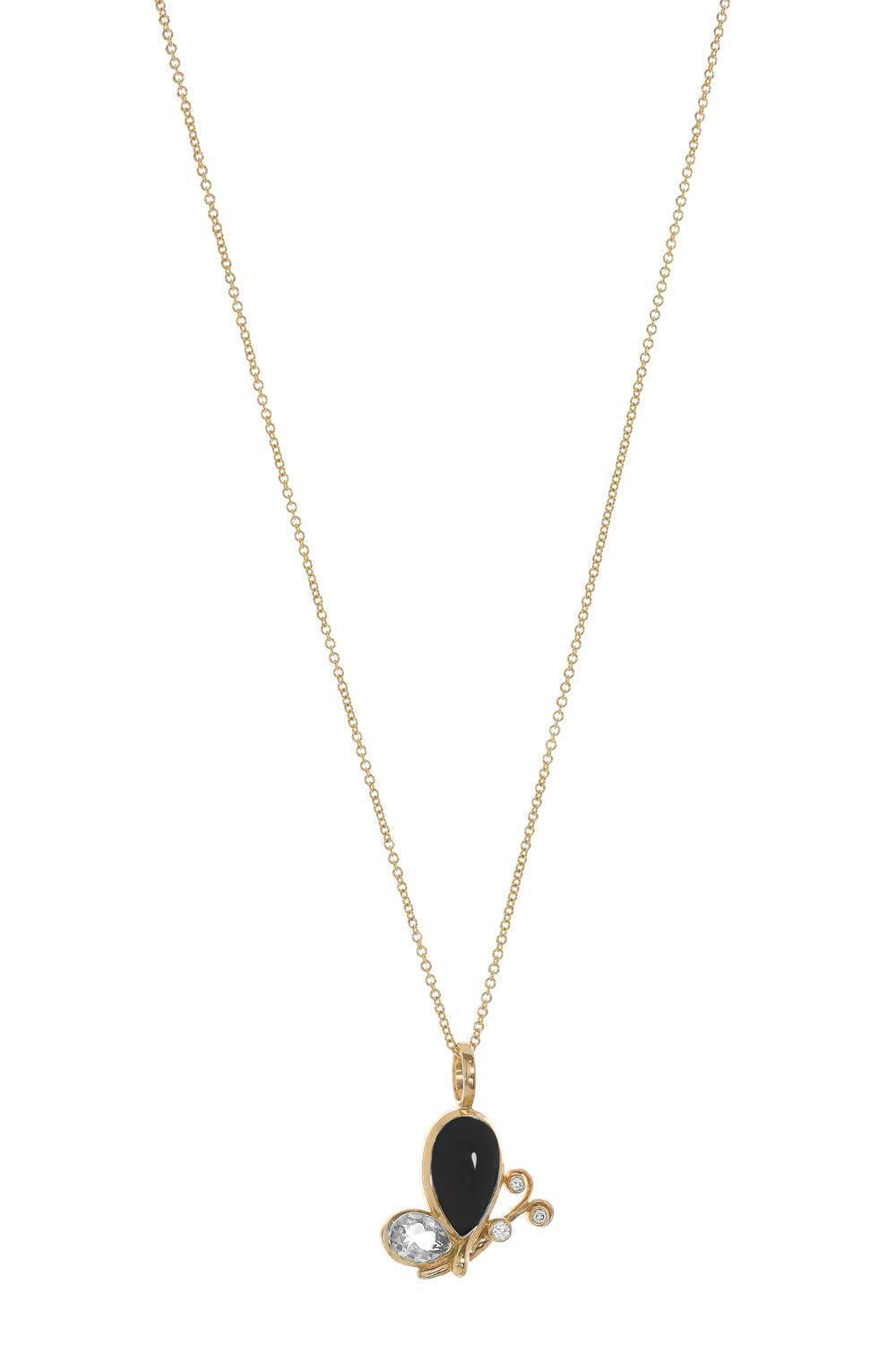 Topaz Small Butterfly Effect Pendant Necklace-YELLOW GOLD-18-JEWELRYFINE JEWELNECKLACE O-MASON & BOOKS