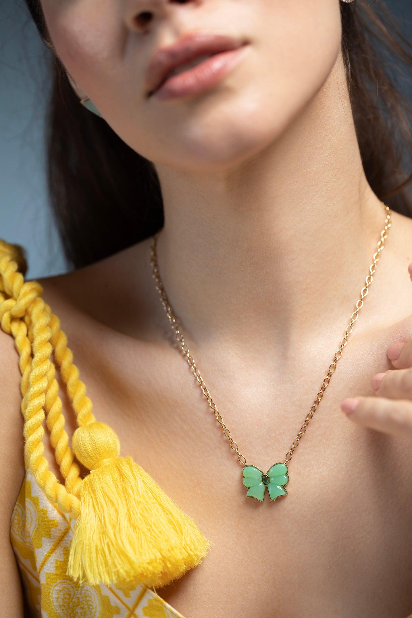 MASON & BOOKS-Berkeley Small Bow Necklace-YELLOW GOLD