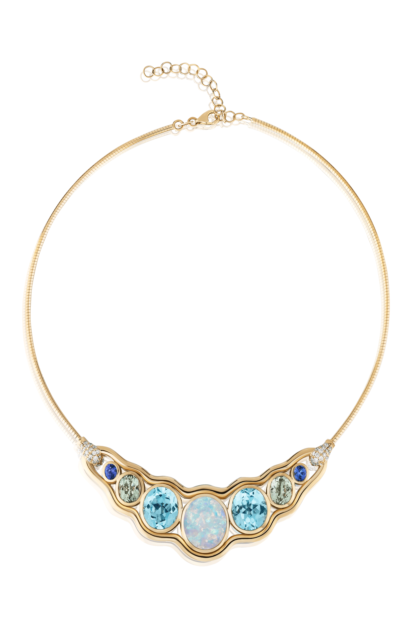 Blue Topaz Slingshot Collar Necklace-YELLOW GOLD-JEWELRYFINE JEWELNECKLACE O-MASON & BOOKS