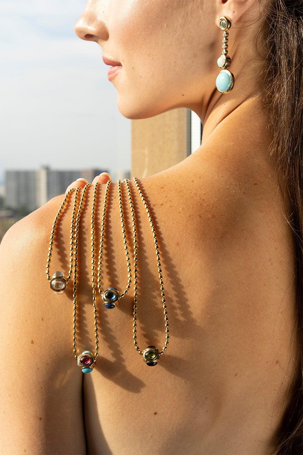 MASON & BOOKS-Turquoise Golden Nugget Necklace-YELLOW GOLD