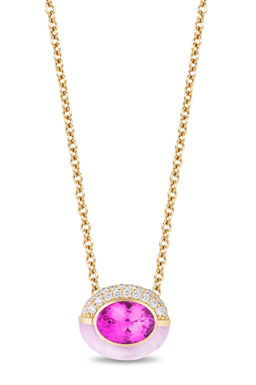 MASON & BOOKS-Purple Opal Sugar And Spice Oval Necklace-YELLOW GOLD