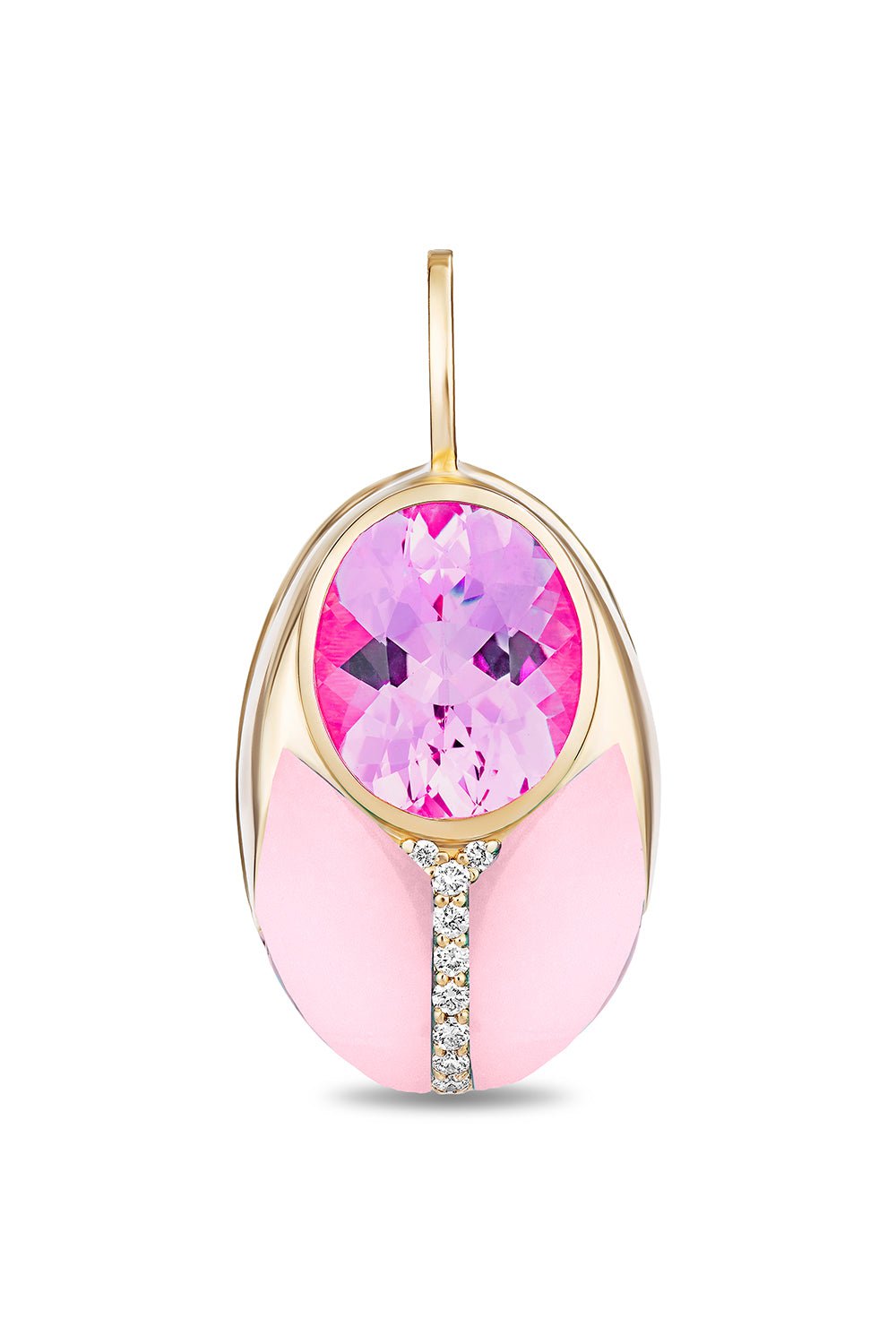 MASON & BOOKS-Big Love Bug Pink Topaz Pendant-YELLOW GOLD