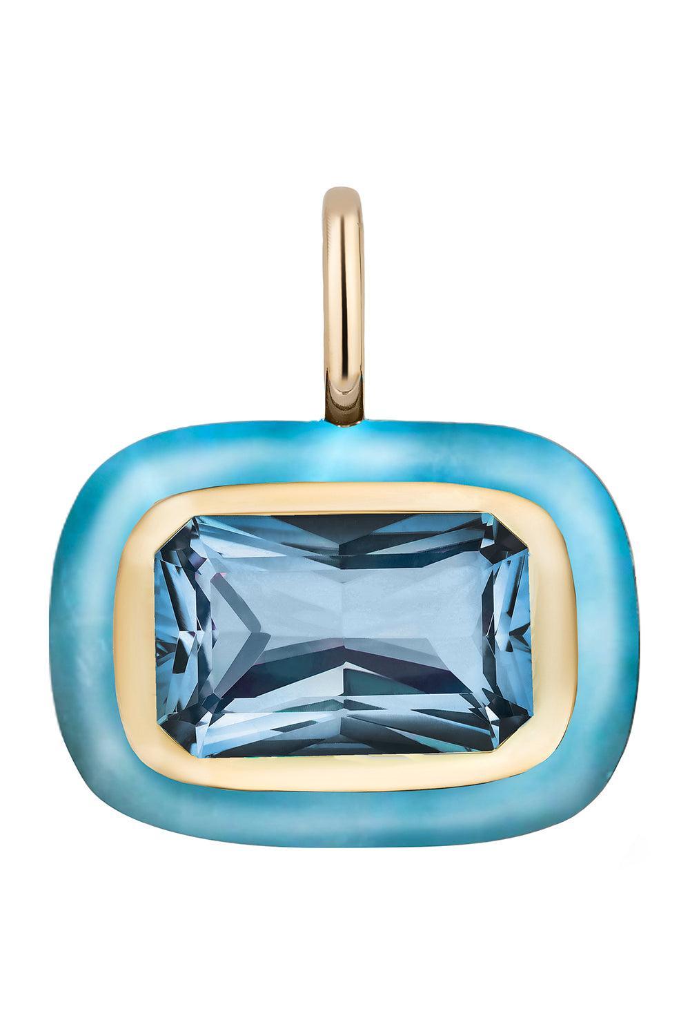 Blue Topaz Large Floret Pendant-YELLOW GOLD-JEWELRYFINE JEWELPENDANT-MASON & BOOKS