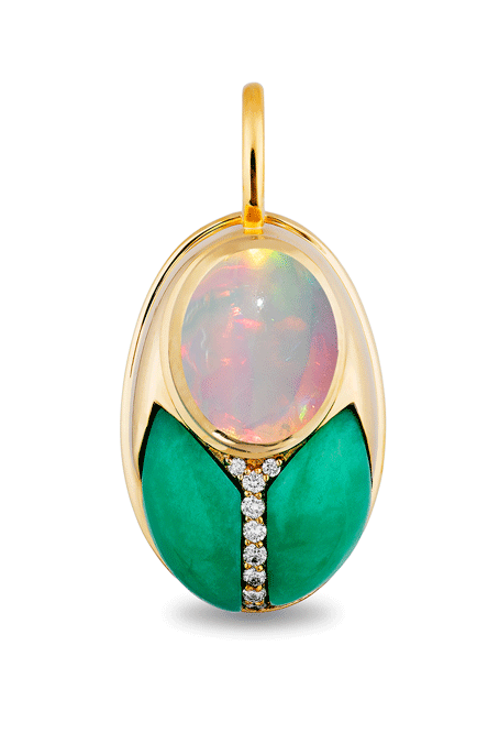 Chrysoprase Big Love Bug Pendant-YELLOW GOLD-JEWELRYFINE JEWELPENDANT-MASON & BOOKS