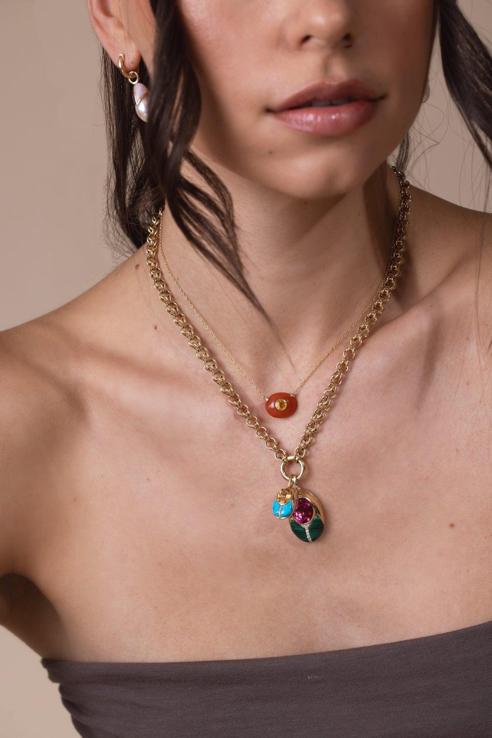 MASON & BOOKS-Citrine Love Bug Pendant-YELLOW GOLD
