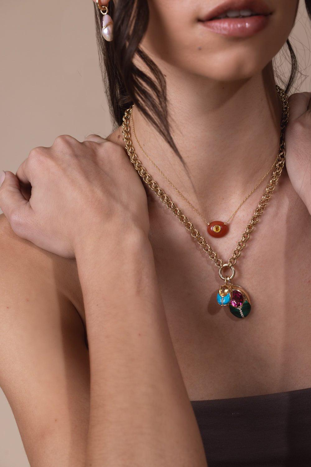 MASON & BOOKS-Citrine Love Bug Pendant-YELLOW GOLD