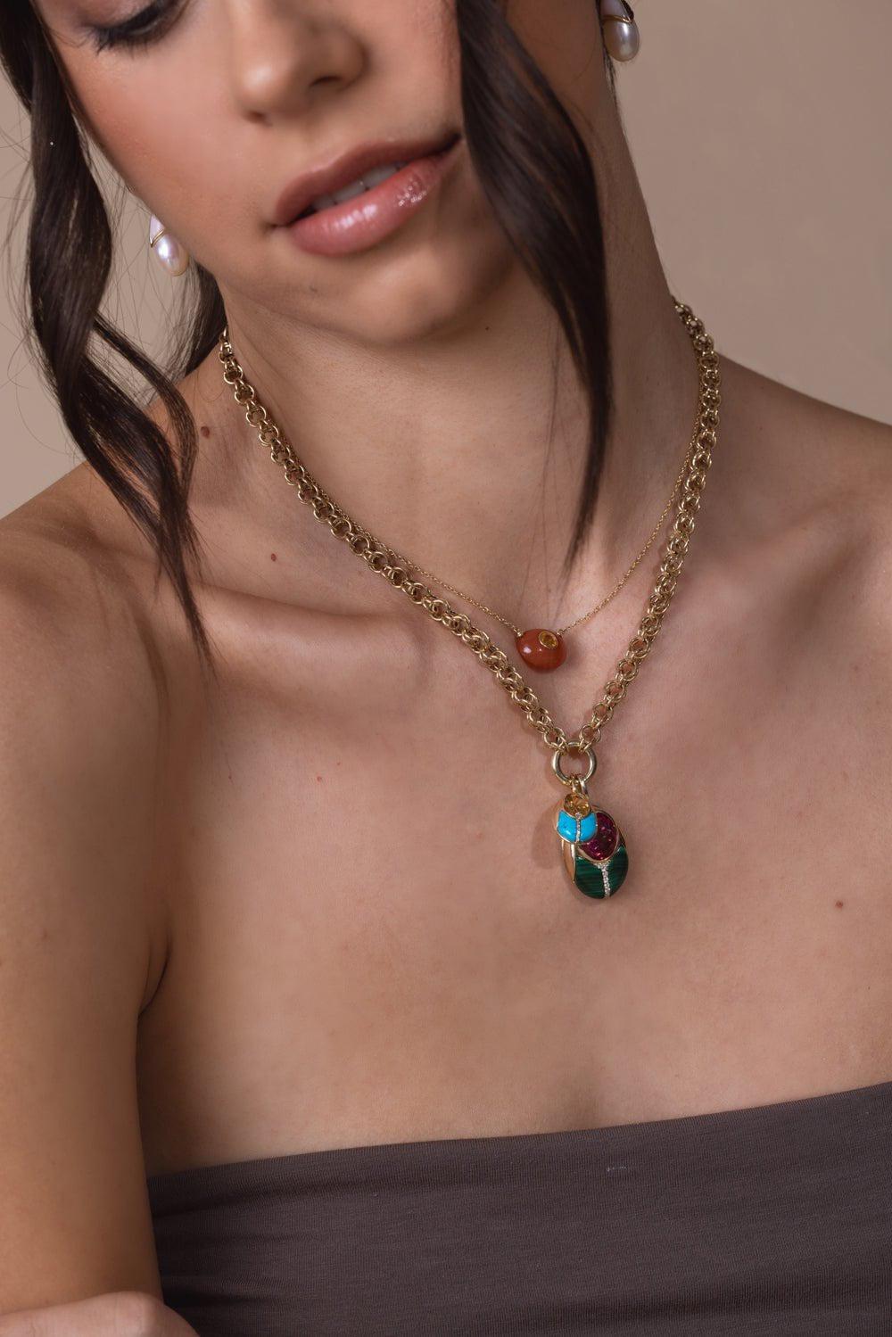 MASON & BOOKS-Citrine Love Bug Pendant-YELLOW GOLD