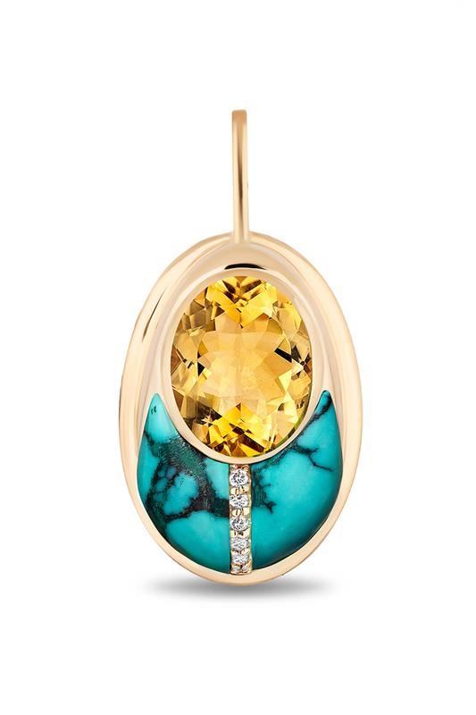 MASON & BOOKS-Citrine Love Bug Pendant-YELLOW GOLD