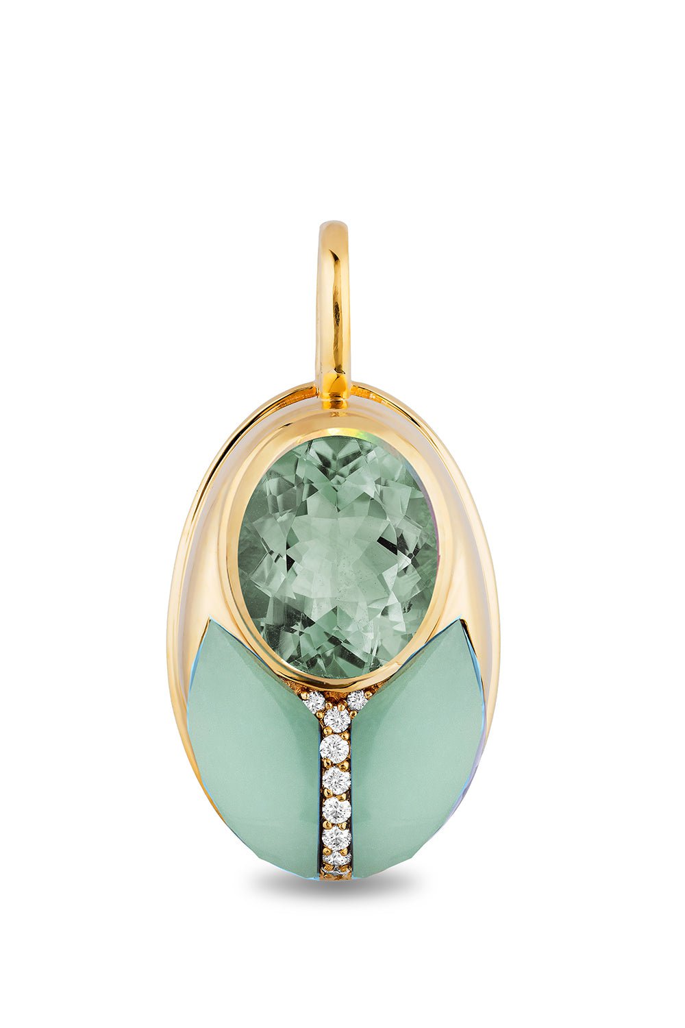 MASON & BOOKS-Jumbo Love Bug Prasiolite Pendant-YELLOW GOLD