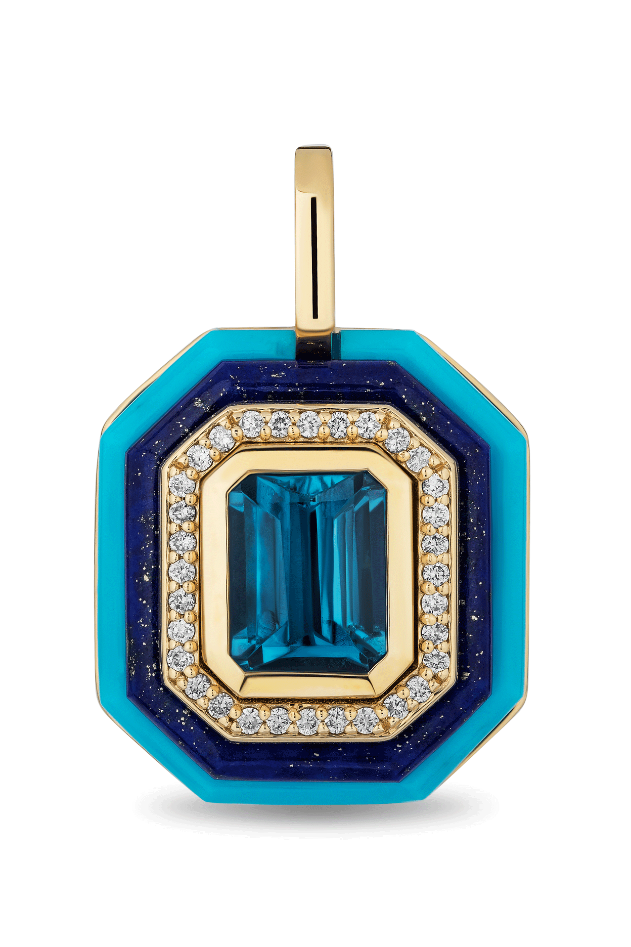 Lapis Layer Cake Pendant-YELLOW GOLD-JEWELRYFINE JEWELPENDANT-MASON & BOOKS