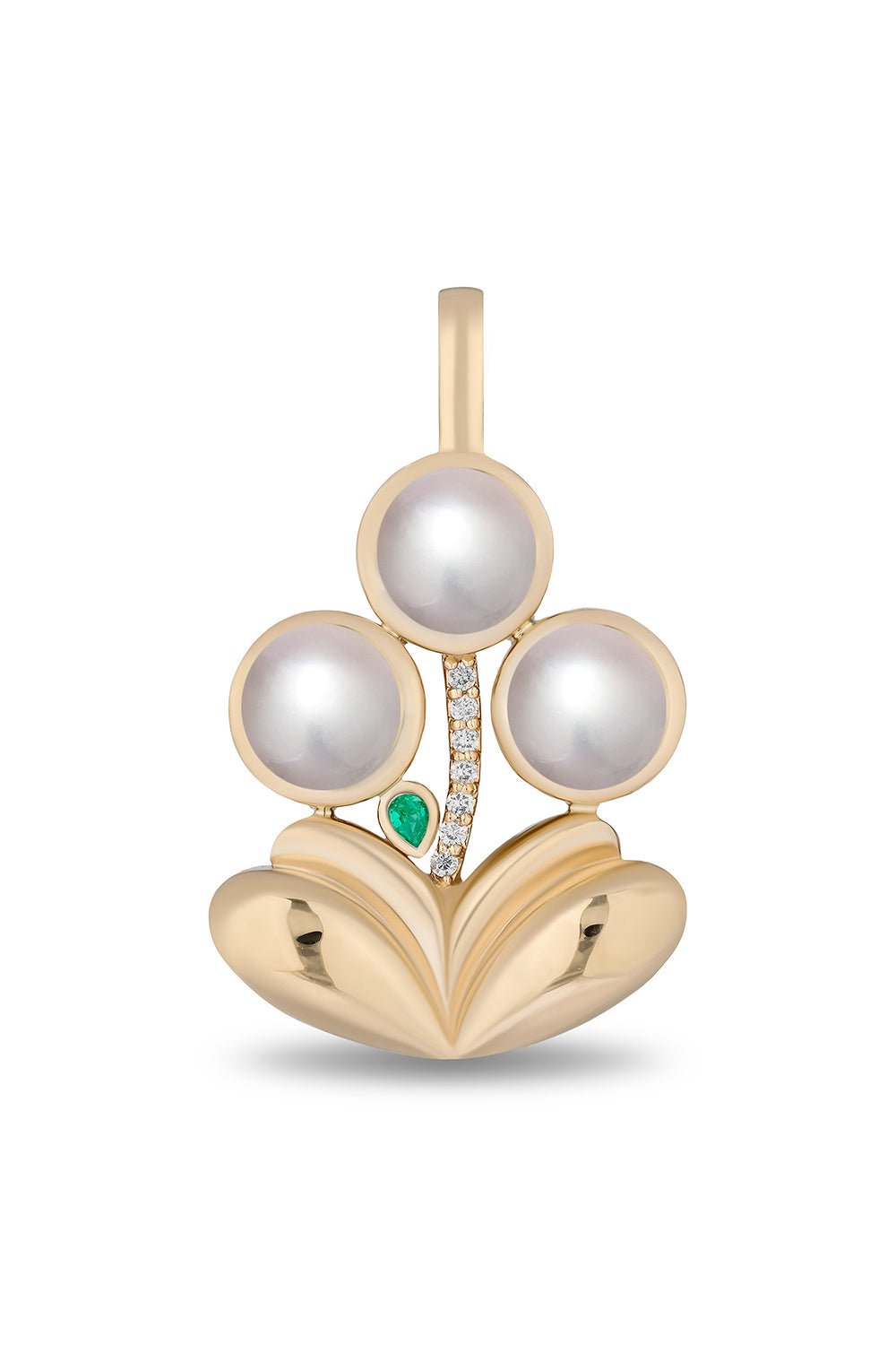 MASON & BOOKS-Large Bouquet Pendant - Pearl-YELLOW GOLD