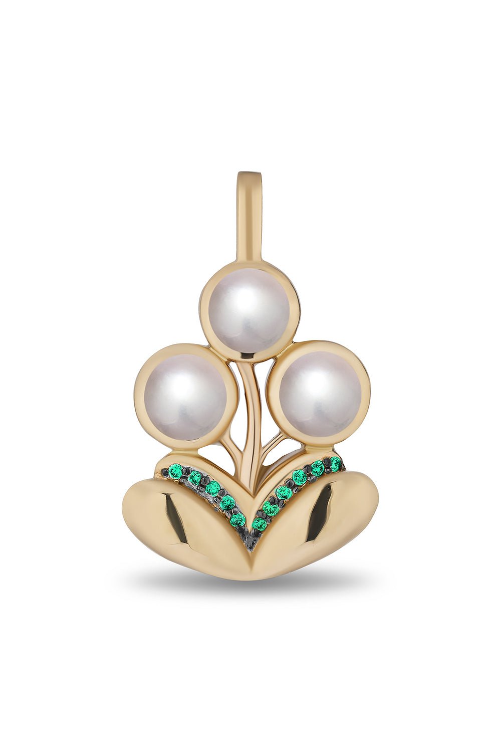 MASON & BOOKS-Medium Bouquet Pendant - Emerald-YELLOW GOLD