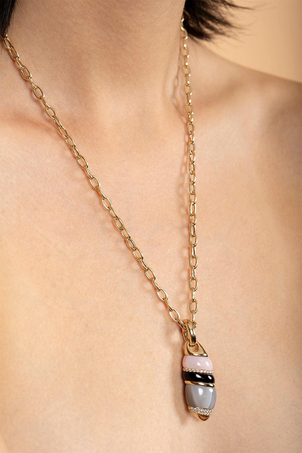 Large Turritella Pendant-YELLOW GOLD-ONYX-JEWELRYFINE JEWELPENDANT-MASON & BOOKS