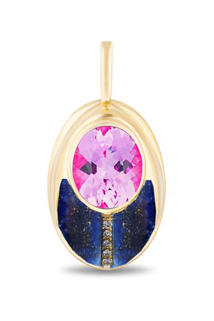 Sodalite Love Bug Pendant-YELLOW GOLD-JEWELRYFINE JEWELPENDANT-MASON & BOOKS