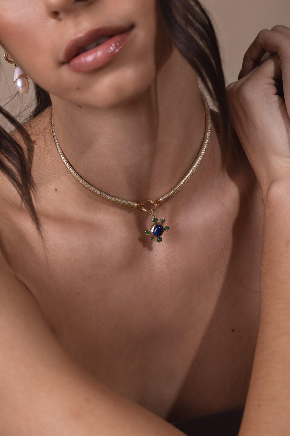 MASON & BOOKS-Tortuga Lapis Pendant-YELLOW GOLD