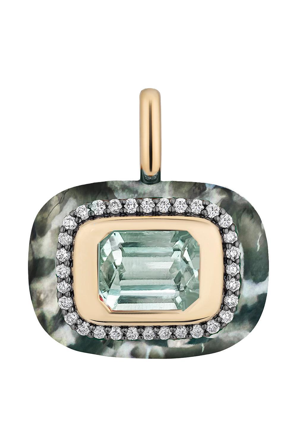 Tourmaline Agate Small Floret Stone Pendant-YELLOW GOLD-JEWELRYFINE JEWELPENDANT-MASON & BOOKS