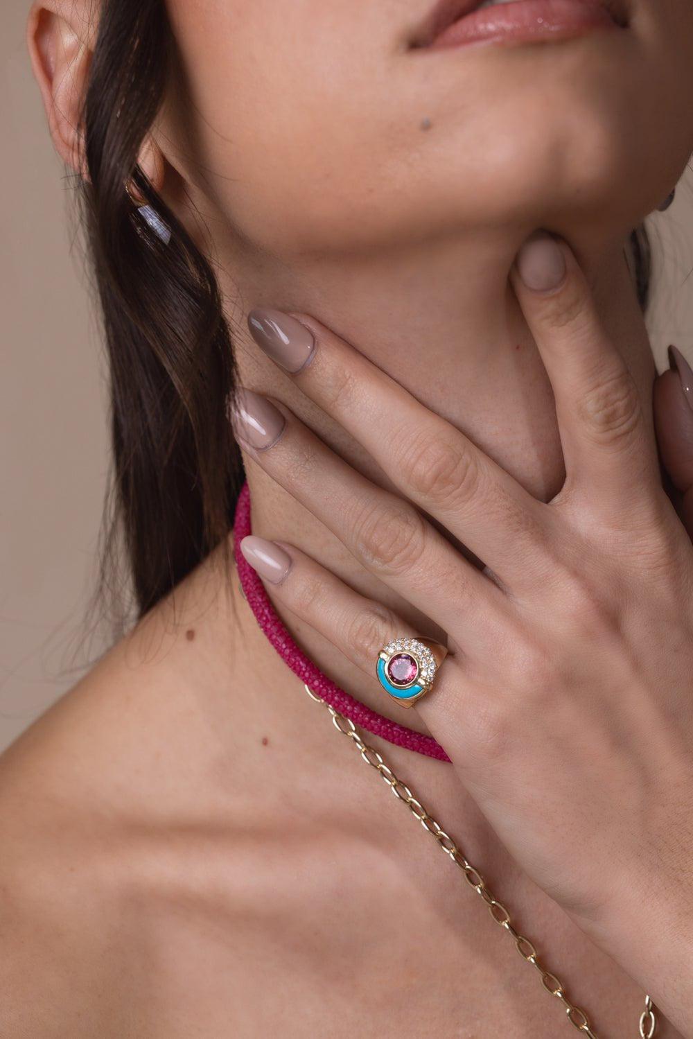 MASON & BOOKS-Turquoise Sugar And Spice Ring-YELLOW GOLD