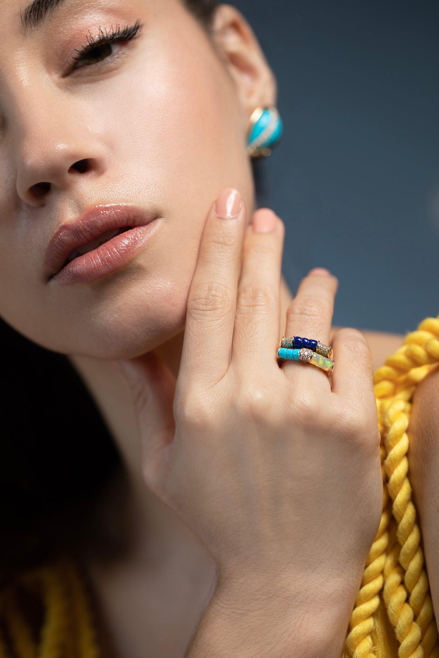 MASON & BOOKS-DNA Single Ring - Lapis-YELLOW GOLD