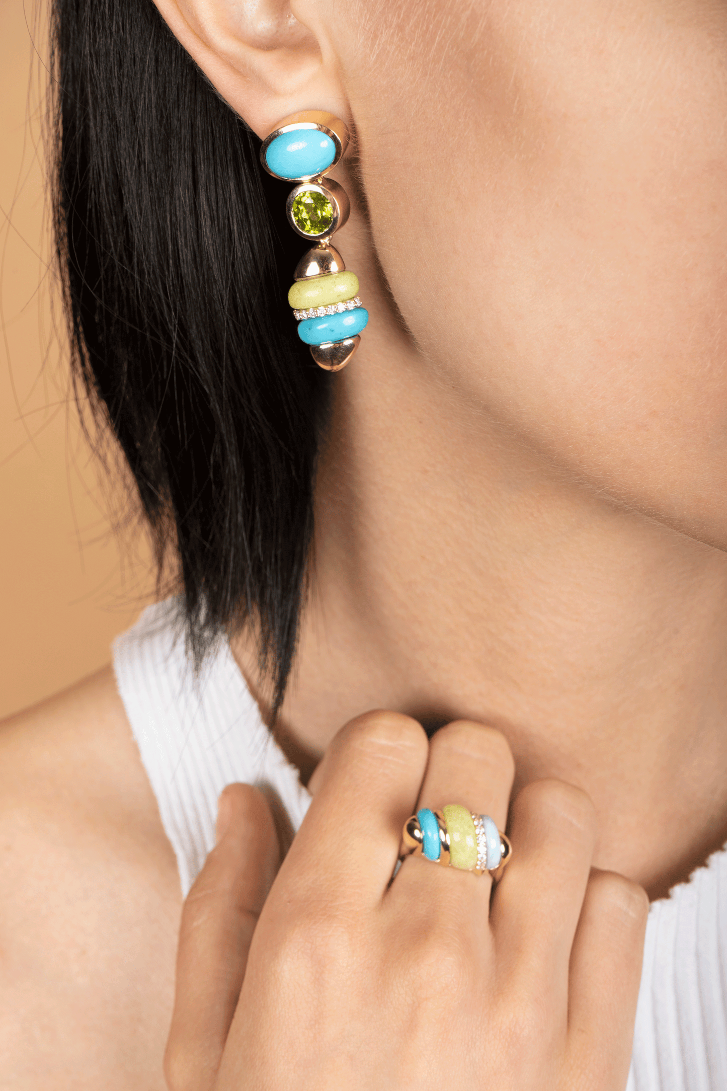 Turquoise Turritella Ring-YELLOW GOLD-6-JEWELRYFINE JEWELRING-MASON & BOOKS