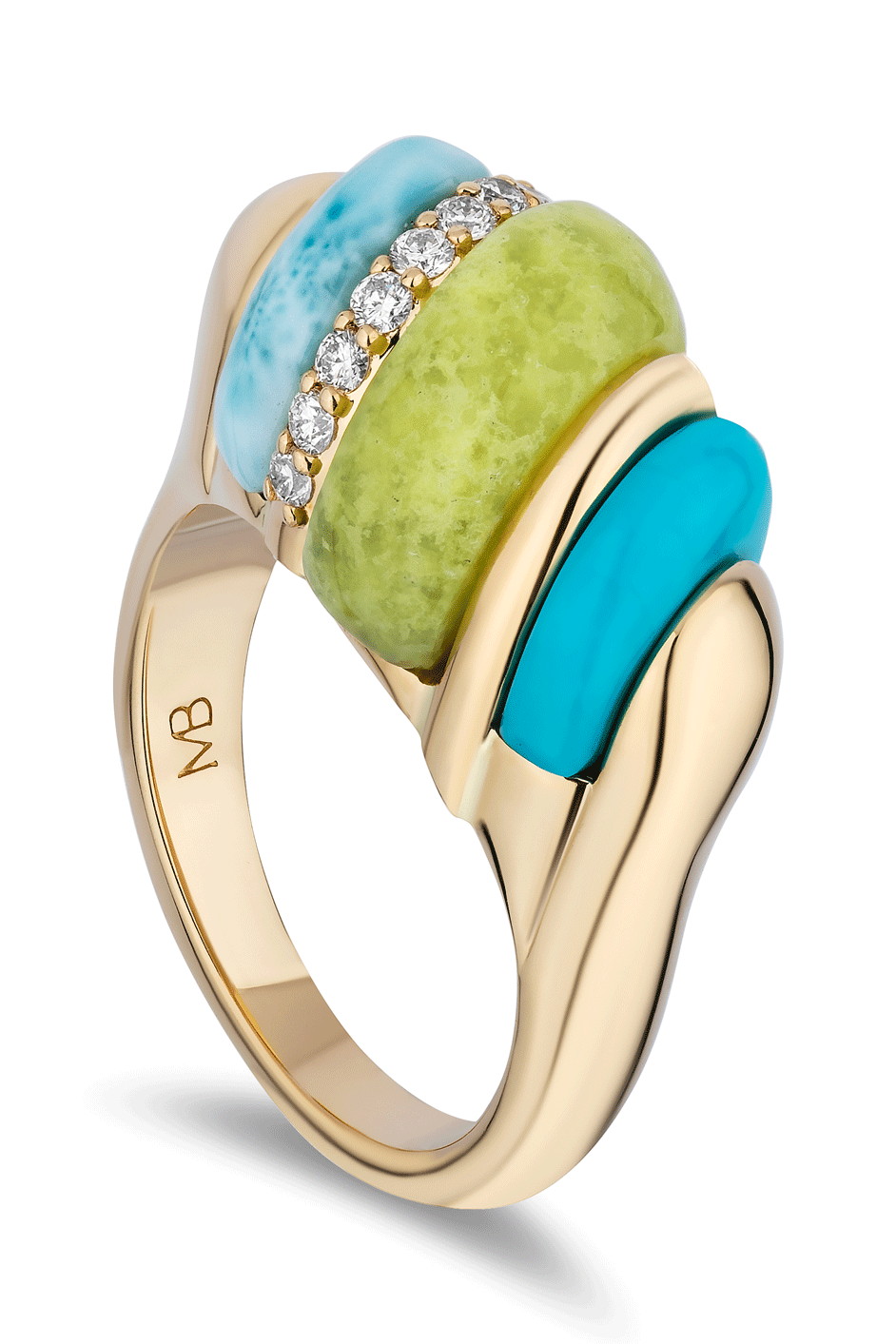 Turquoise Turritella Ring-YELLOW GOLD-6-JEWELRYFINE JEWELRING-MASON & BOOKS