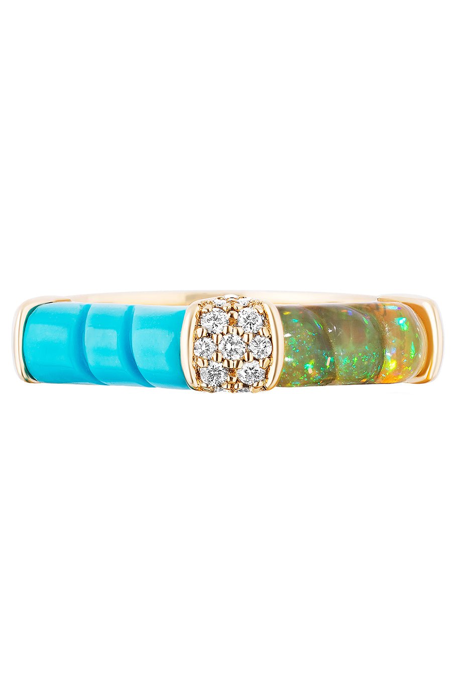 MASON & BOOKS-DNA Double Ring - Turquoise-YELLOW GOLD