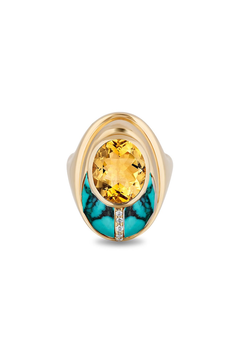 MASON & BOOKS-Citrine Love Bug Ring-YELLOW GOLD