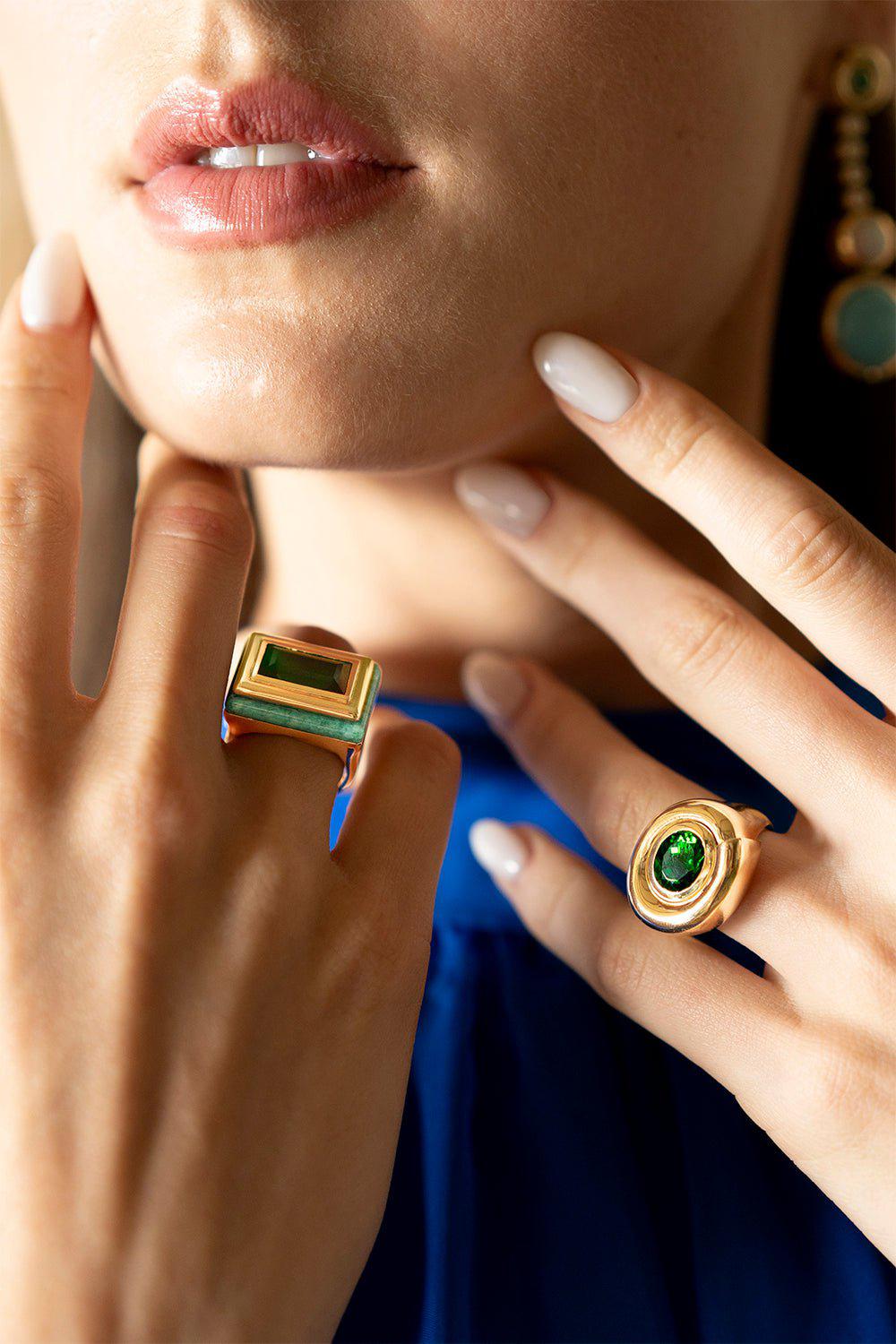 MASON & BOOKS-Tourmaline Cupcake Ring-YELLOW GOLD