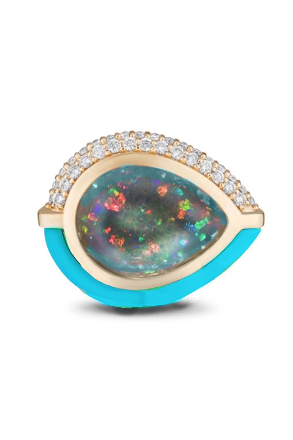 Opal Turquoise Sugar And Spice Large Ring-YELLOW GOLD-7-JEWELRYFINE JEWELRING-MASON & BOOKS