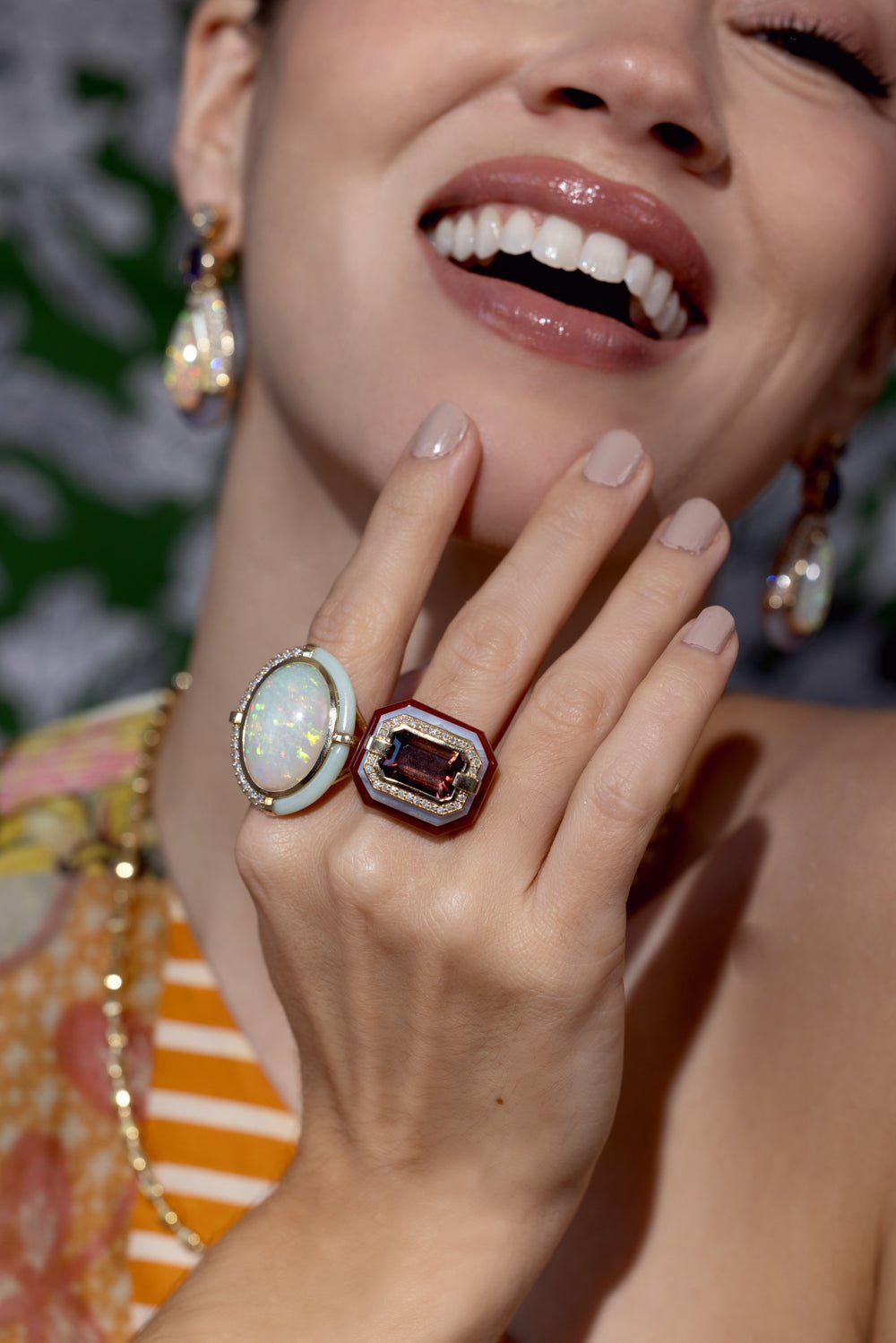 MASON & BOOKS-Layer Tourmaline Cake Ring-YELLOW GOLD