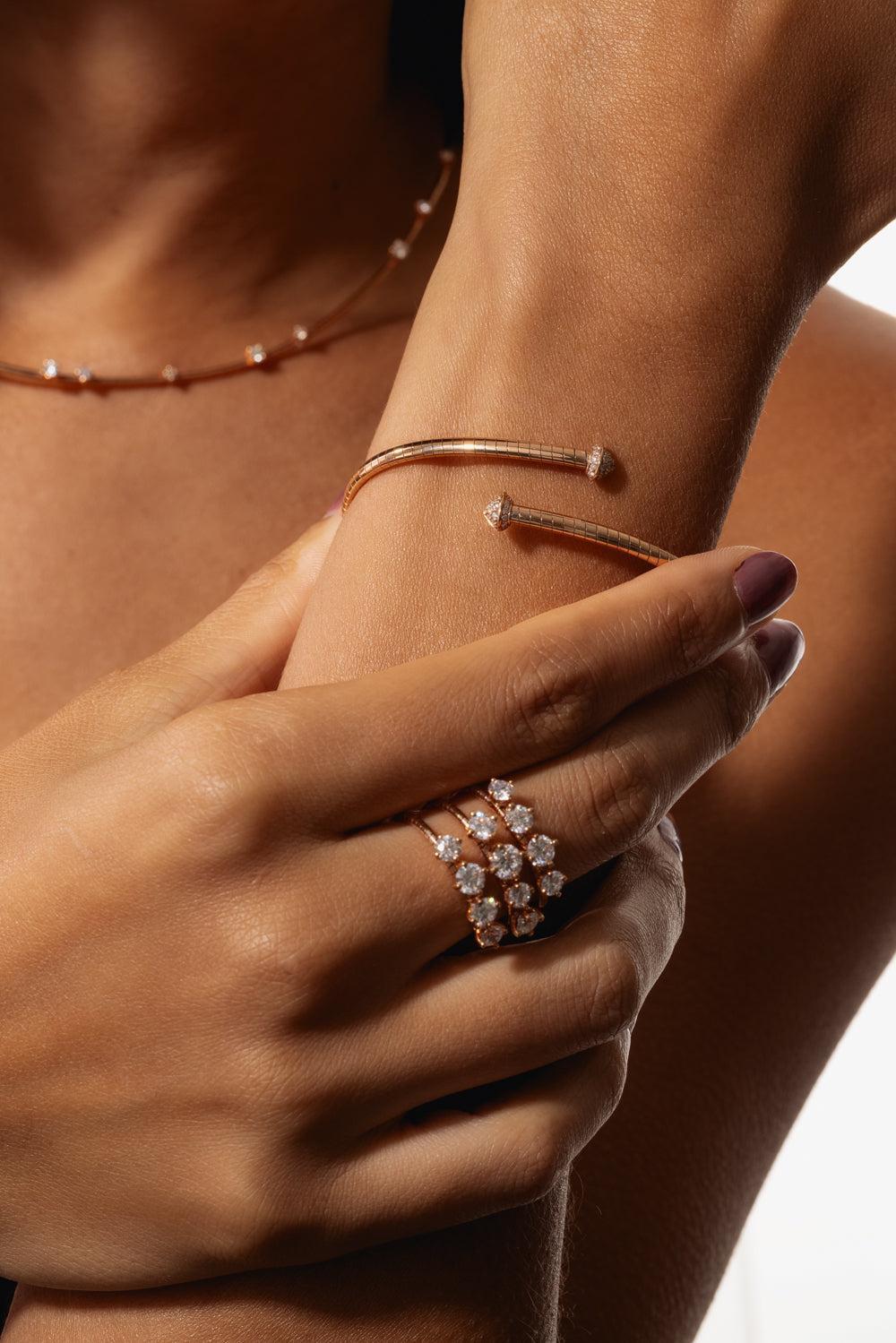 Rugiada Diamond Tip Bracelet-ROSE GOLD-M-JEWELRYFINE JEWELBRACELET O-MATTIA CIELO