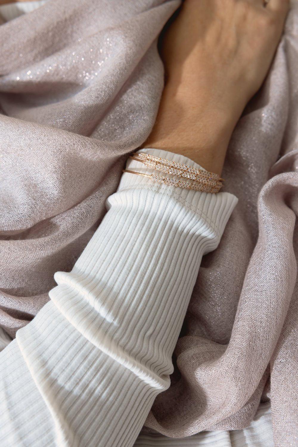 MATTIA CIELO-Three Row Diamond Pave Bracelet-ROSE GOLD