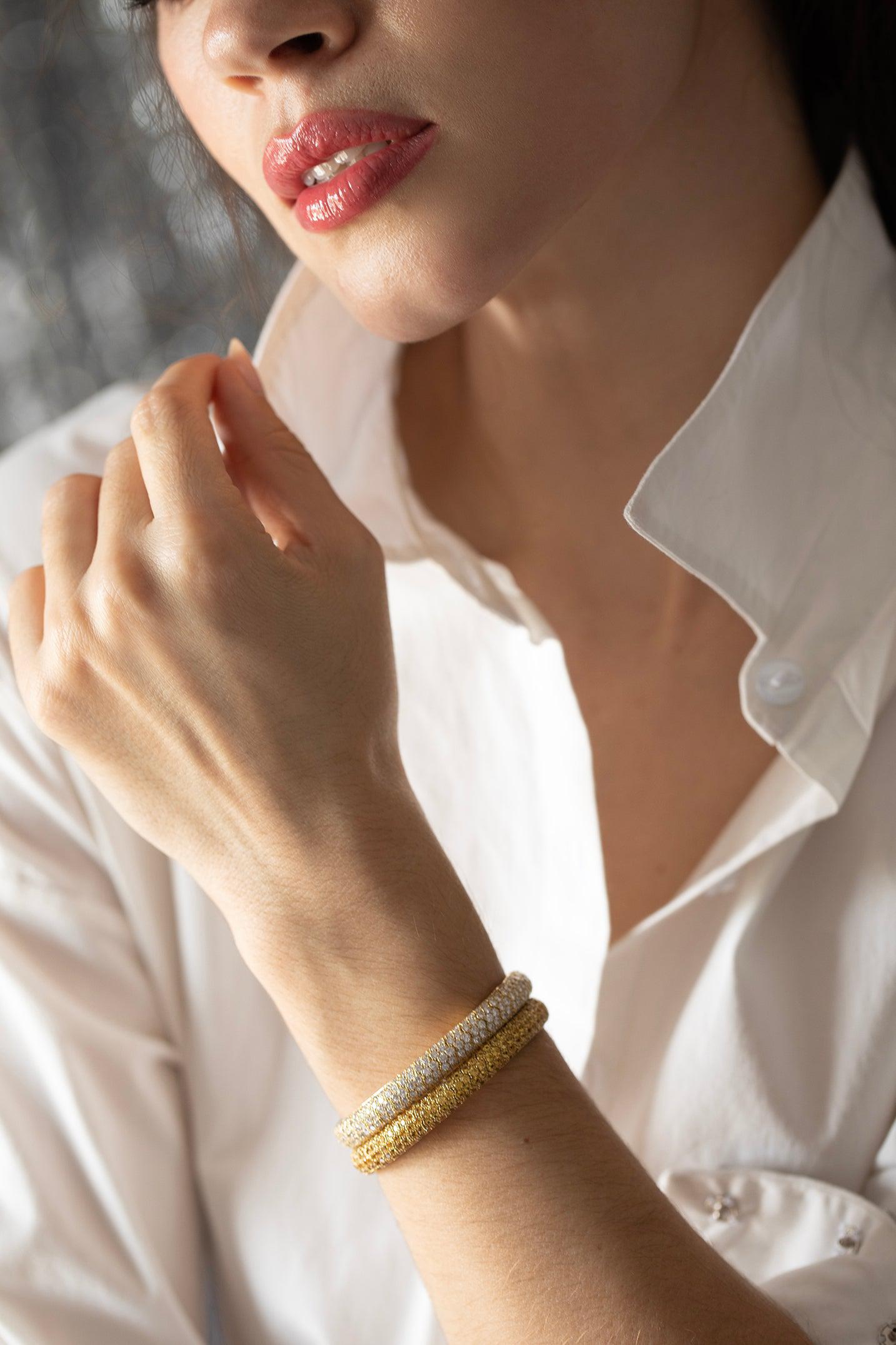 MATTIA CIELO-Universo Bracelet - White Diamond-YELLOW GOLD