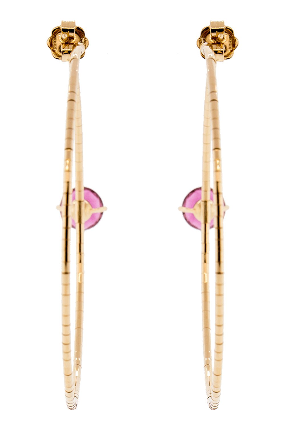 MATTIA CIELO-6cm Pink Tourmaline Hoop Earrings-ROSE GOLD
