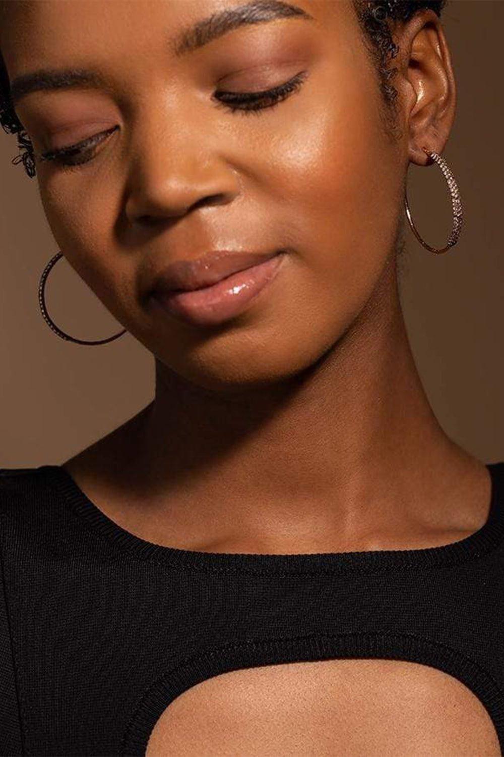 MATTIA CIELO-4cm Rugiada Cognac Diamond Hoop Earrings-ROSE GOLD