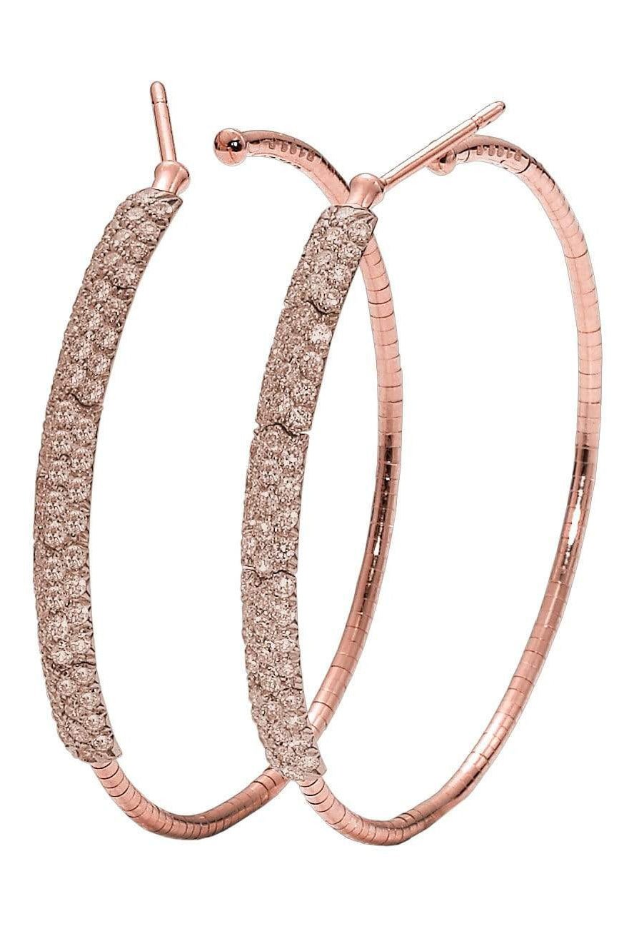 MATTIA CIELO-4cm Rugiada Cognac Diamond Hoop Earrings-ROSE GOLD