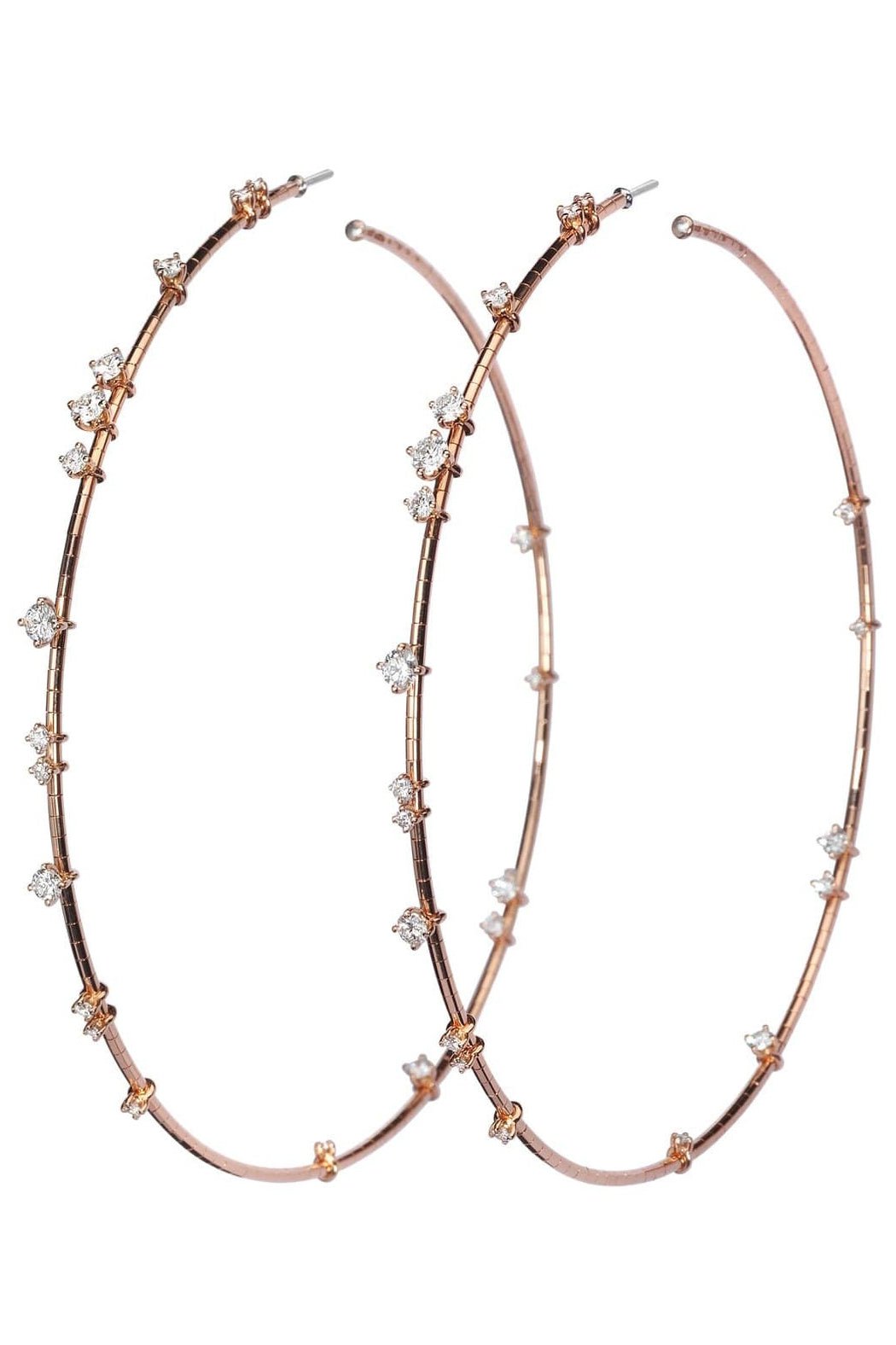 MATTIA CIELO-9cm Rugiada Diamond Hoop Earrings-ROSE GOLD