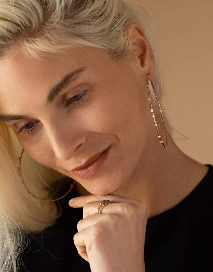 MATTIA CIELO-Rugiada Diamond Hoop Earrings-ROSE GOLD