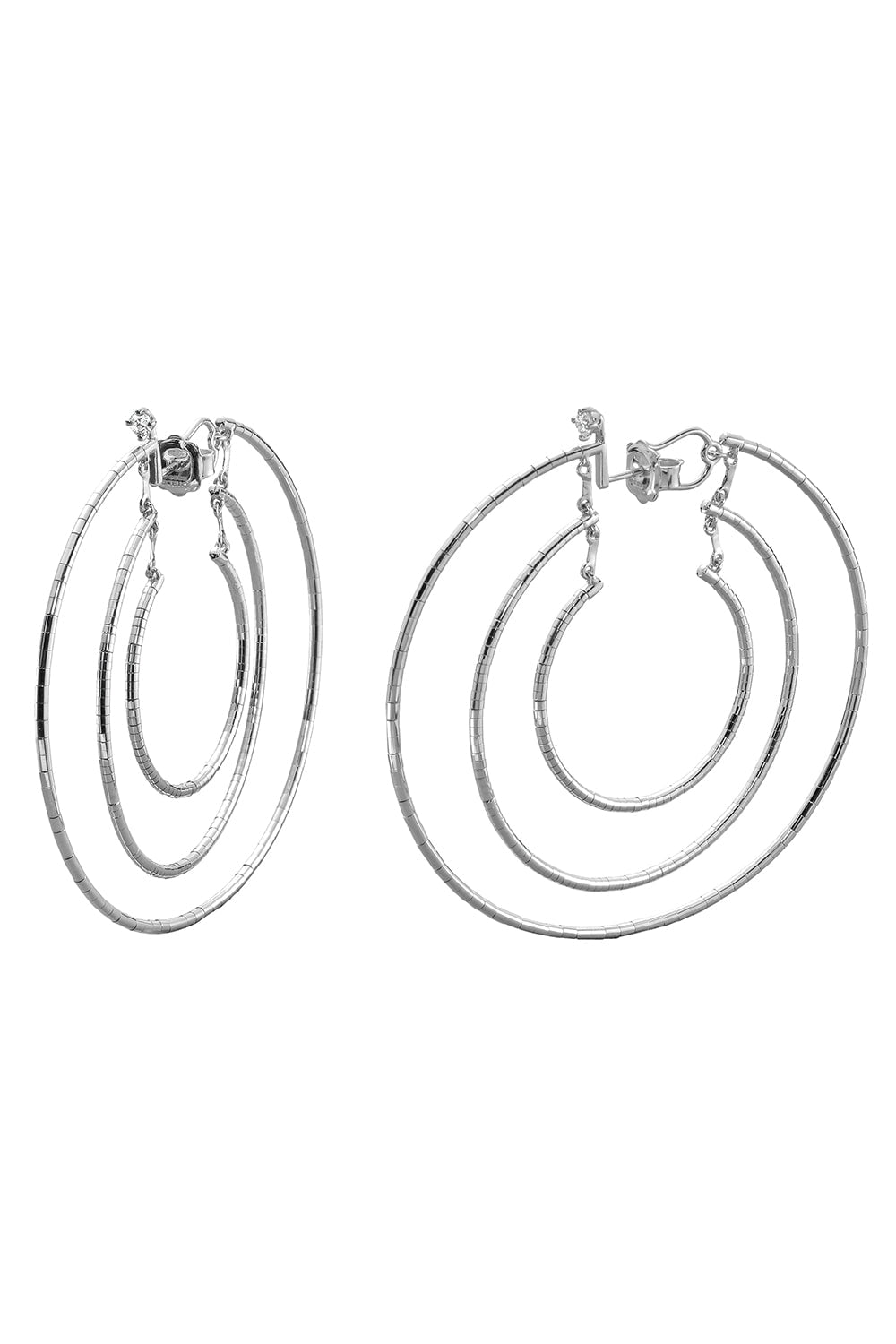 MATTIA CIELO-Echo 3 Row Diamond Hoops - White Gold-WHITE GOLD