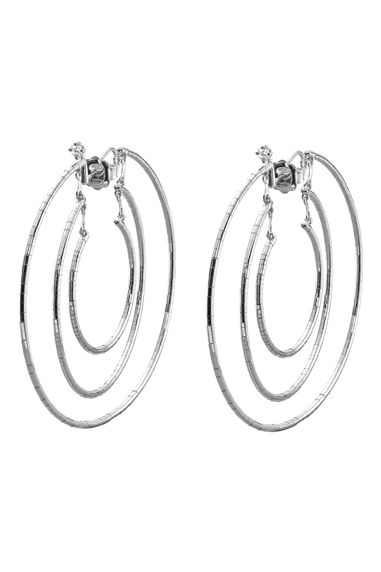 MATTIA CIELO-Echo 3 Row Diamond Hoops - White Gold-WHITE GOLD