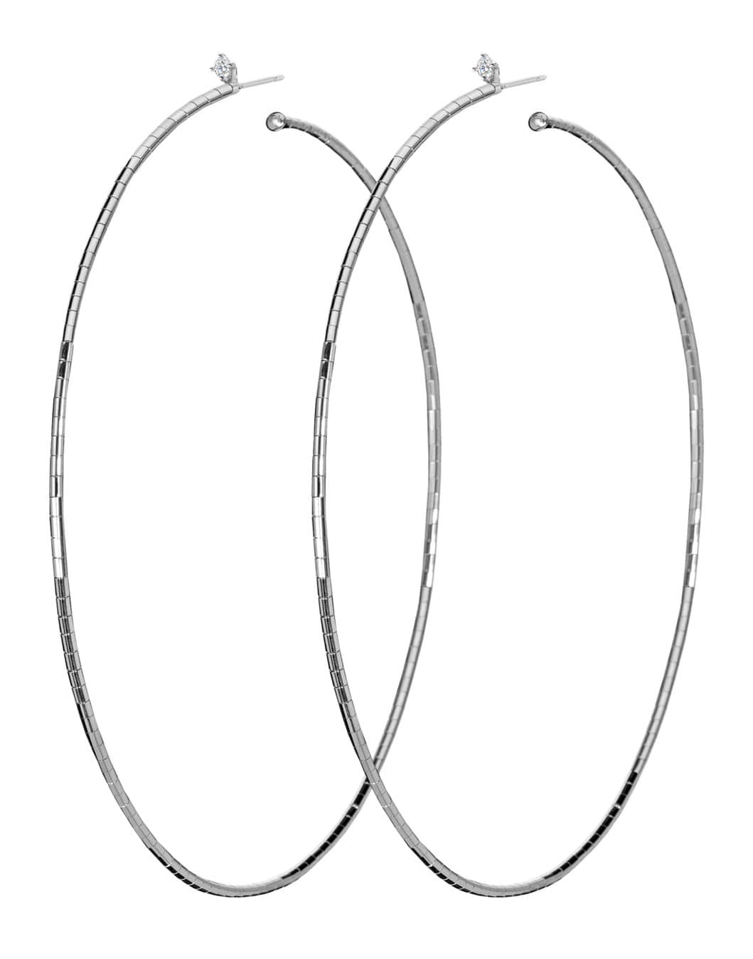 MATTIA CIELO-Rugiada Single Diamond Hoop Earrings-WHITE GOLD