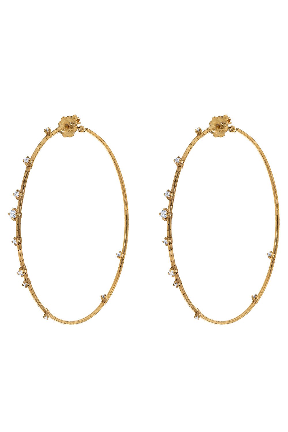 MATTIA CIELO-6cm Yellow Gold Rugiada Diamond Hoop Earrings-YELLOW GOLD