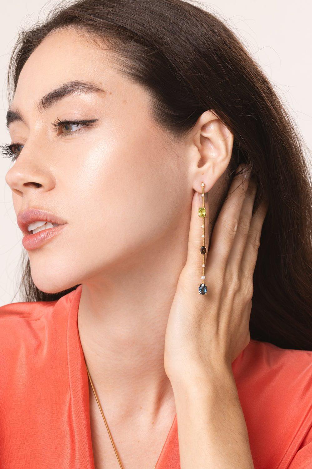 MATTIA CIELO-Rugiada Pietre Dangling Earrings-YELLOW GOLD