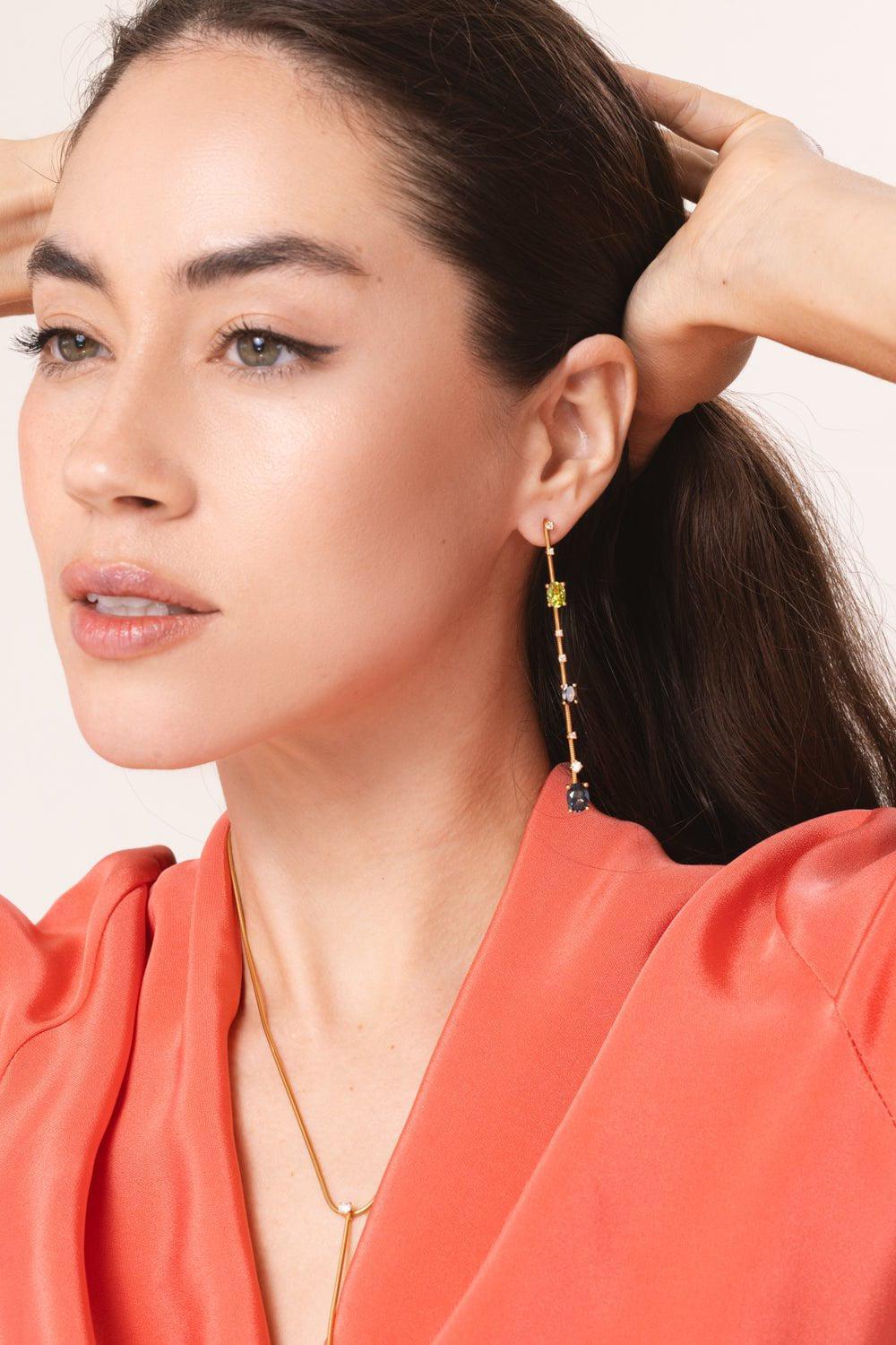 MATTIA CIELO-Rugiada Pietre Dangling Earrings-YELLOW GOLD