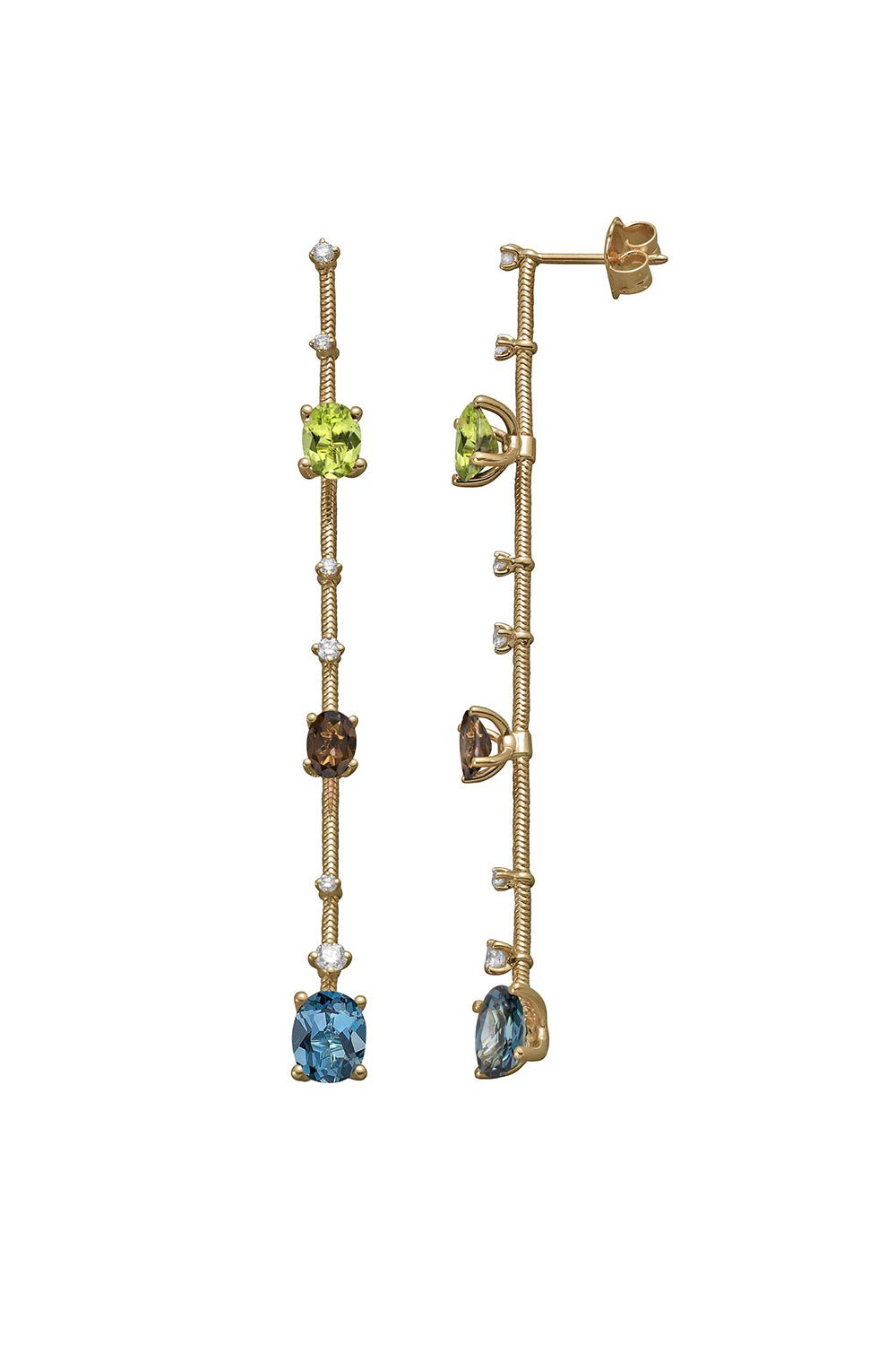 MATTIA CIELO-Rugiada Pietre Dangling Earrings-YELLOW GOLD