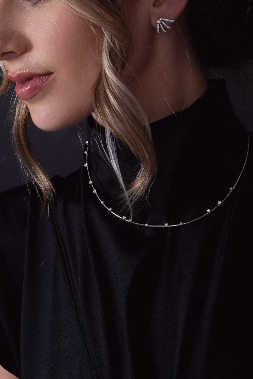 Rugiada Diamond Collar Necklace-ROSE GOLD-JEWELRYFINE JEWELNECKLACE O-MATTIA CIELO