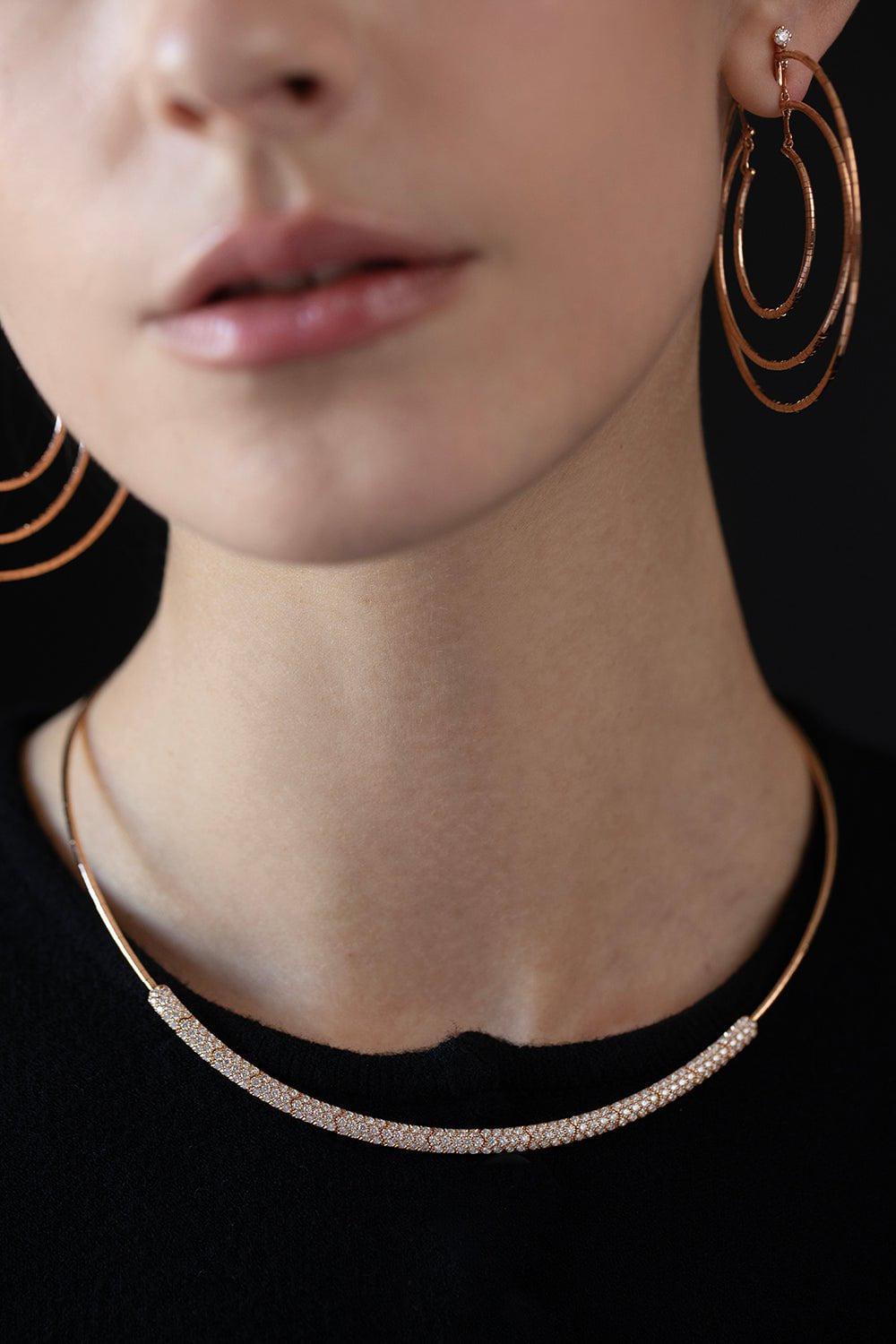 MATTIA CIELO-Rugiada Diamond Pave Collar-ROSE GOLD